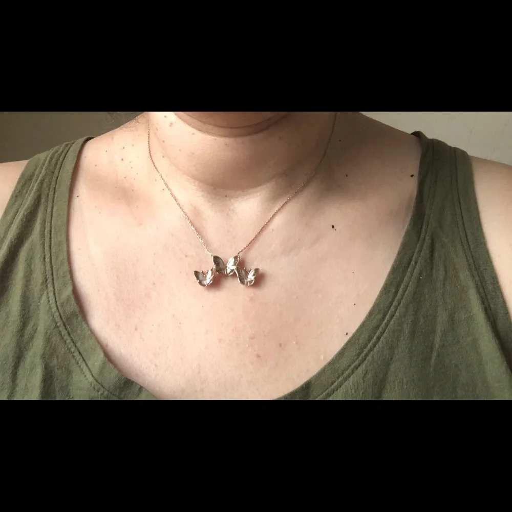 925 Silver brown butterflies necklace handmade enamel 14k rose gold plated